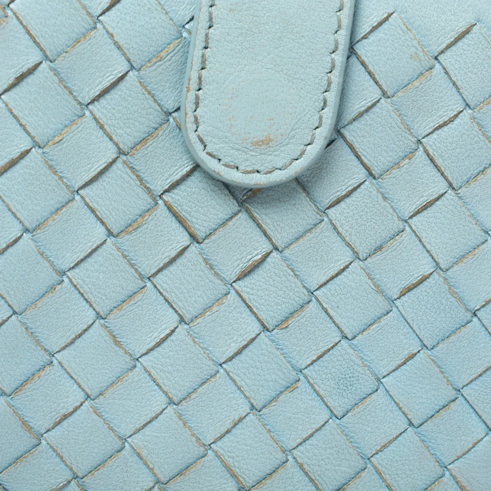 Bottega Veneta Blue Intrecciato Leather French Wallet..
