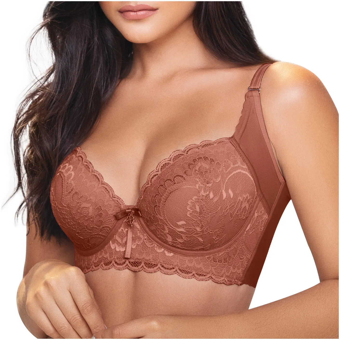 Brasier Push up Lace for Women with High Back Coverage Removable Straps SONRYSE C481