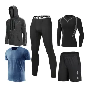 Breathable High-Elastic Quick-Drying 5-Piece Sports Set  B