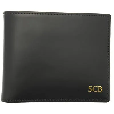 Bridle Hide Billfold With Coin Pocket - Black (Personalisation)