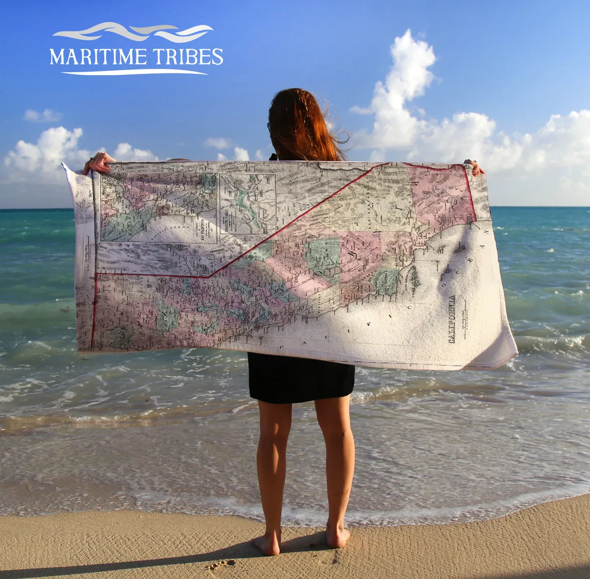 California State map, earthy colors Quick Dry Towel