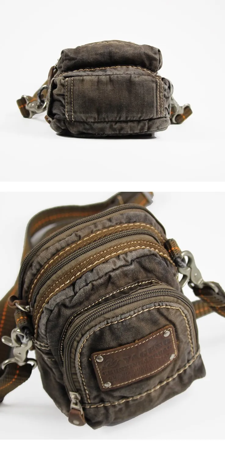 Canvas Black Mens Small Vertical Postman Bag Belt Pouch Messenger Bags Belt Bag For Men