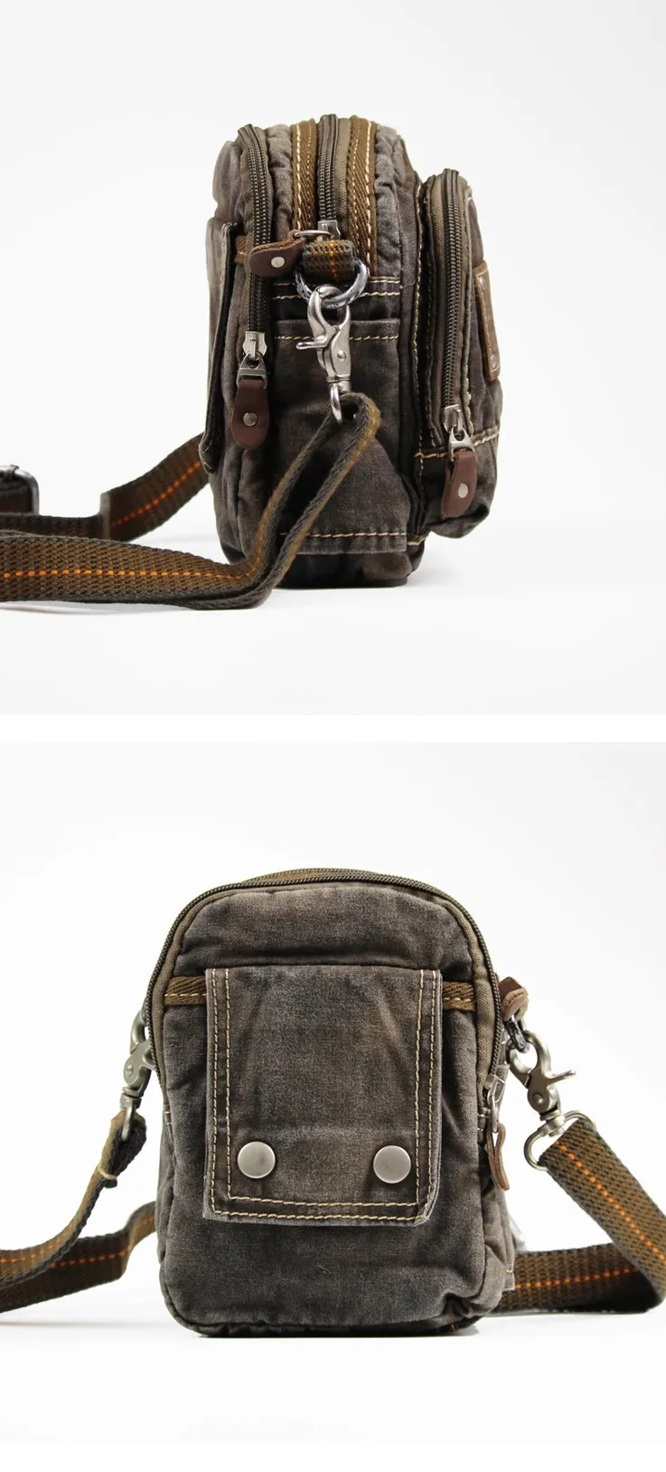 Canvas Black Mens Small Vertical Postman Bag Belt Pouch Messenger Bags Belt Bag For Men