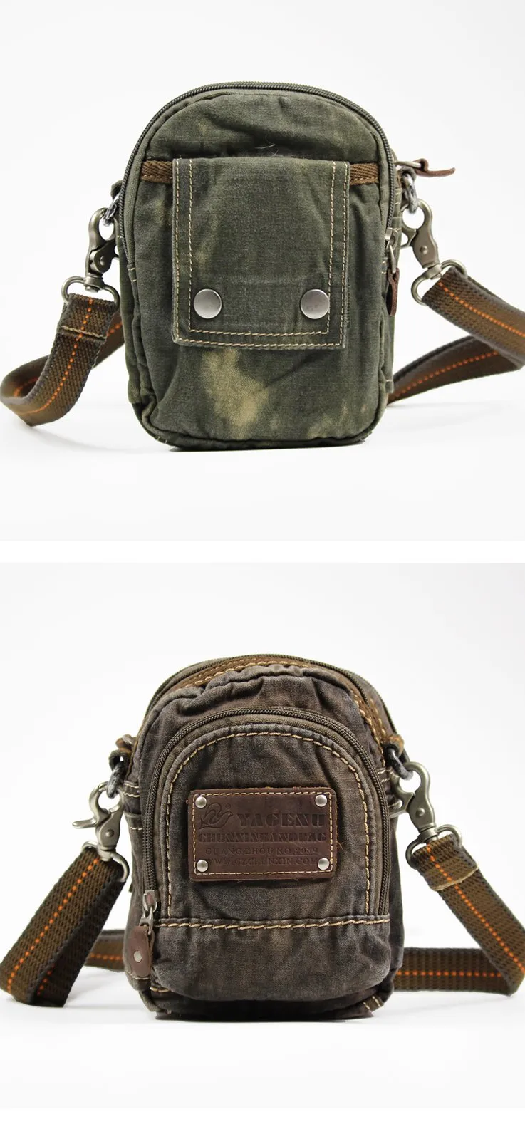 Canvas Black Mens Small Vertical Postman Bag Belt Pouch Messenger Bags Belt Bag For Men