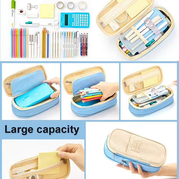 Canvas Zippered Large Foldable Pencil Case (2 Sizes)