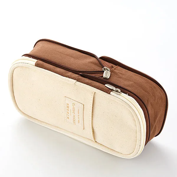 Canvas Zippered Large Foldable Pencil Case (2 Sizes)