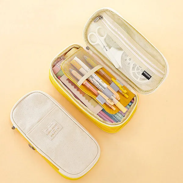 Canvas Zippered Large Foldable Pencil Case (2 Sizes)