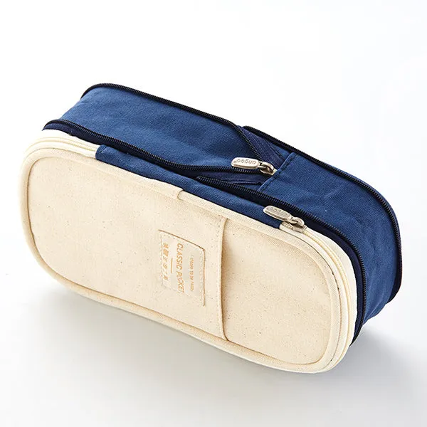 Canvas Zippered Large Foldable Pencil Case (2 Sizes)