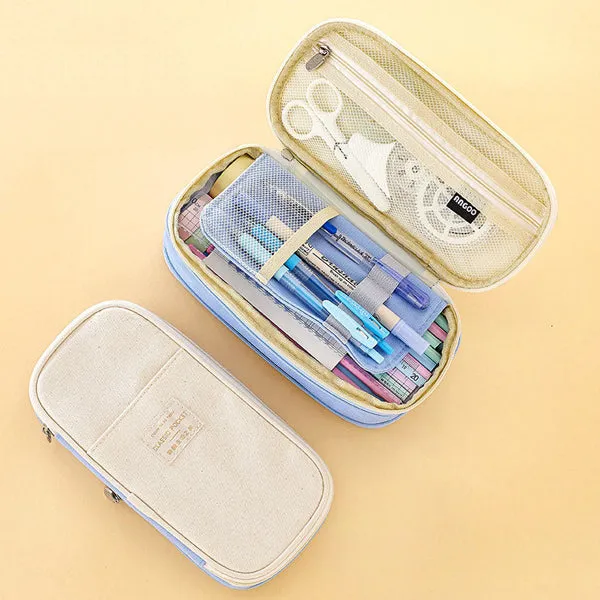 Canvas Zippered Large Foldable Pencil Case (2 Sizes)