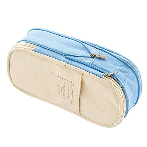 Canvas Zippered Large Foldable Pencil Case (2 Sizes)