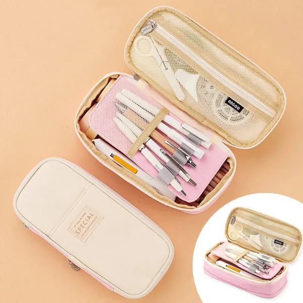 Canvas Zippered Large Foldable Pencil Case (2 Sizes)