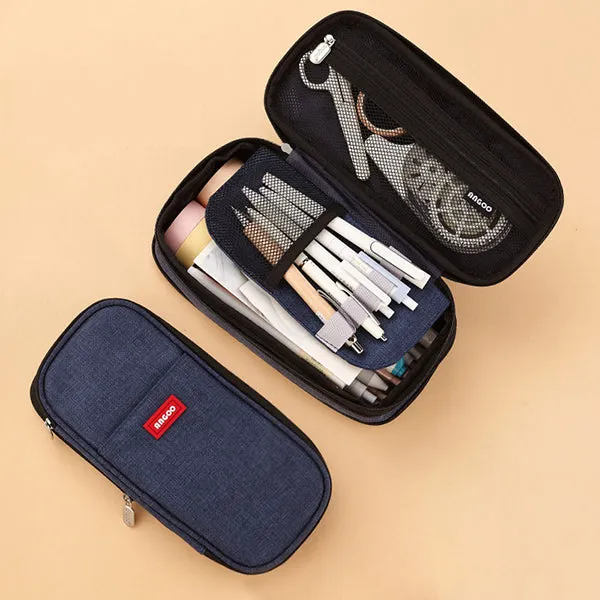 Canvas Zippered Large Foldable Pencil Case (2 Sizes)