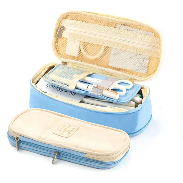 Canvas Zippered Large Foldable Pencil Case (2 Sizes)