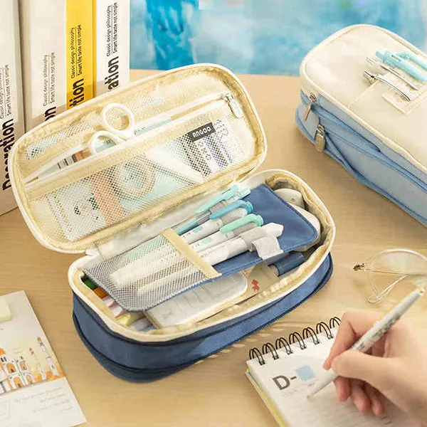 Canvas Zippered Large Foldable Pencil Case (2 Sizes)