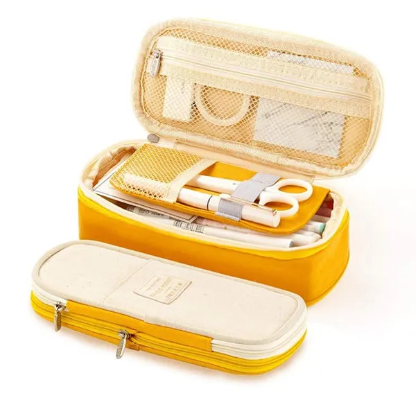 Canvas Zippered Large Foldable Pencil Case (2 Sizes)