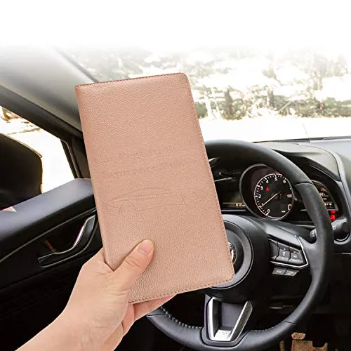 Car Registration and Insurance Holder, Vehicle Glove Box Car Organizer Men Women Wallet Accessories Case with Magnetic Shut for Cards, Essential Document, Driver License by Cacturism, Rose Gold