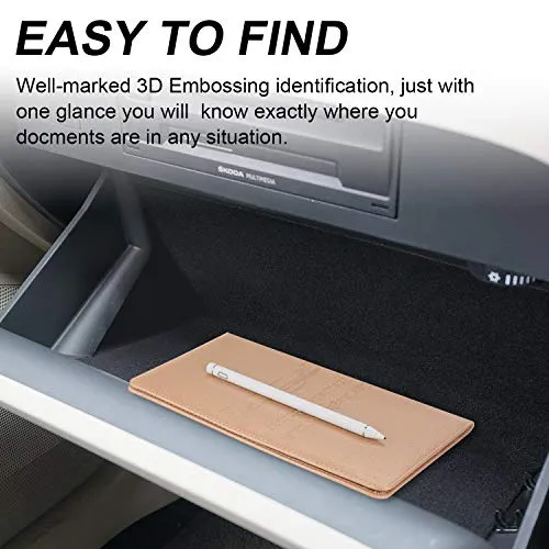 Car Registration and Insurance Holder, Vehicle Glove Box Car Organizer Men Women Wallet Accessories Case with Magnetic Shut for Cards, Essential Document, Driver License by Cacturism, Rose Gold