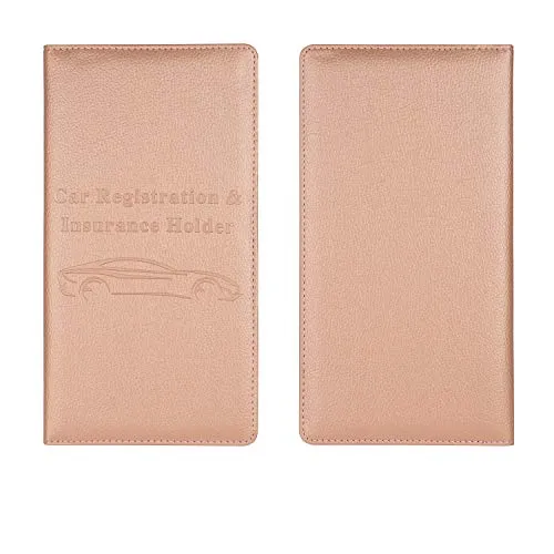 Car Registration and Insurance Holder, Vehicle Glove Box Car Organizer Men Women Wallet Accessories Case with Magnetic Shut for Cards, Essential Document, Driver License by Cacturism, Rose Gold