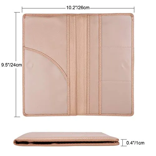 Car Registration and Insurance Holder, Vehicle Glove Box Car Organizer Men Women Wallet Accessories Case with Magnetic Shut for Cards, Essential Document, Driver License by Cacturism, Rose Gold
