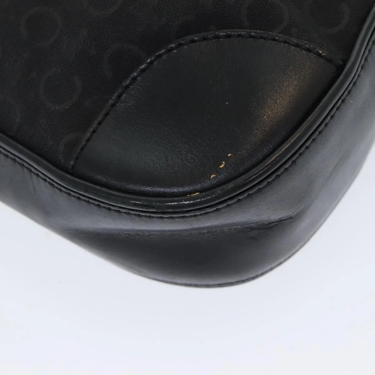 CELINE C Macadam Canvas Shoulder Bag Black Auth ep4932