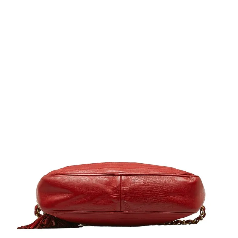 Chanel Cocomark Tassel Chain  Shoulder Bag Red Leather  CHANEL