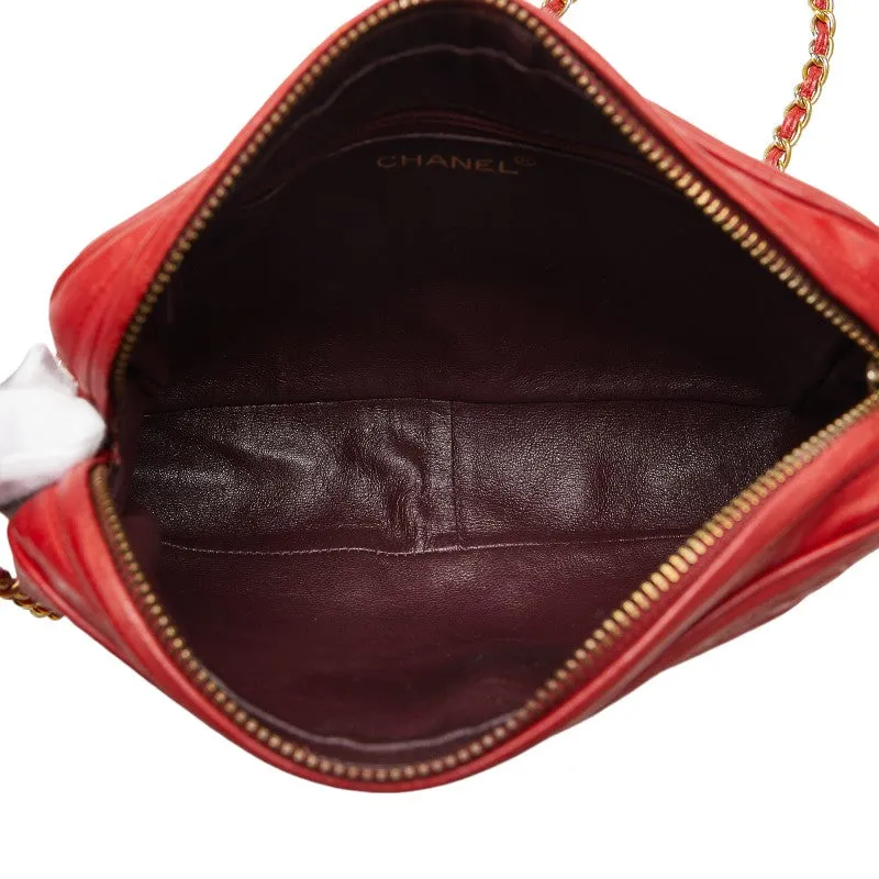 Chanel Cocomark Tassel Chain  Shoulder Bag Red Leather  CHANEL