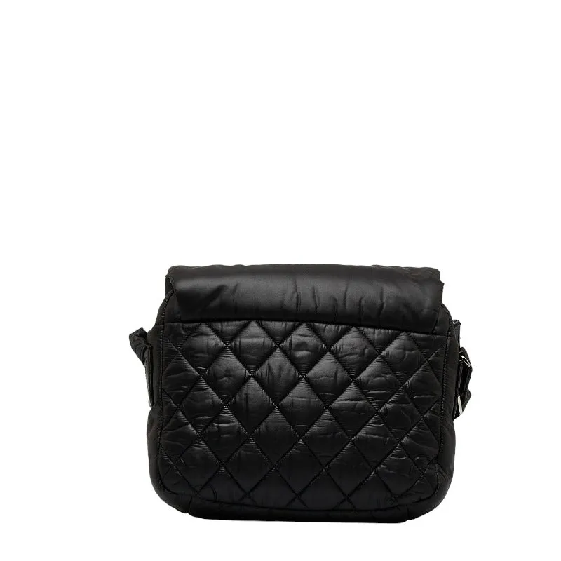 Chanel Coconut Mattress mall Messenger Slipper Shoulder Bag A48616 Black Nylon  CHANEL