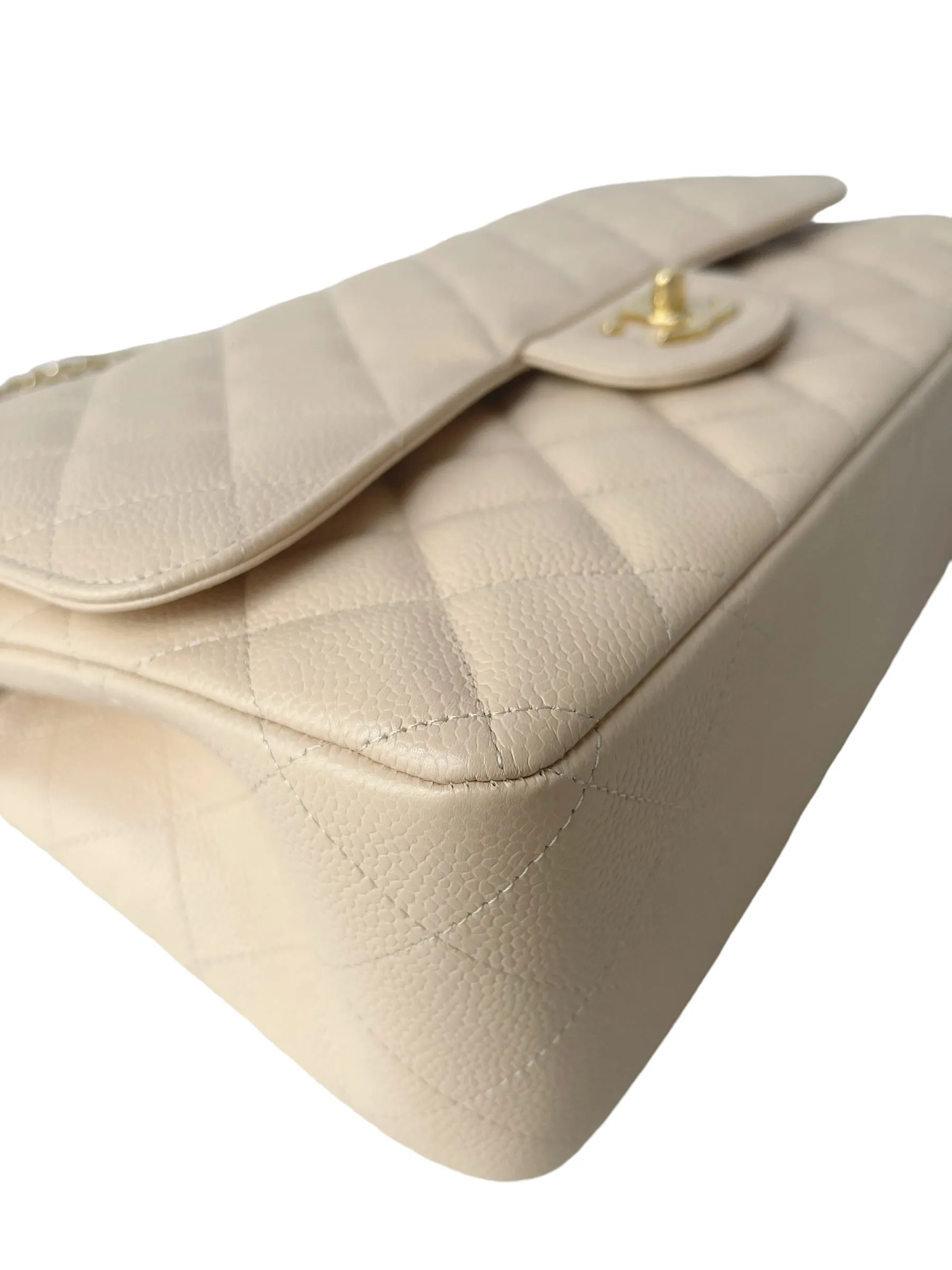 Chanel Jumbo Double Flap Beige Caviar Gold Hardware⁣⁣
