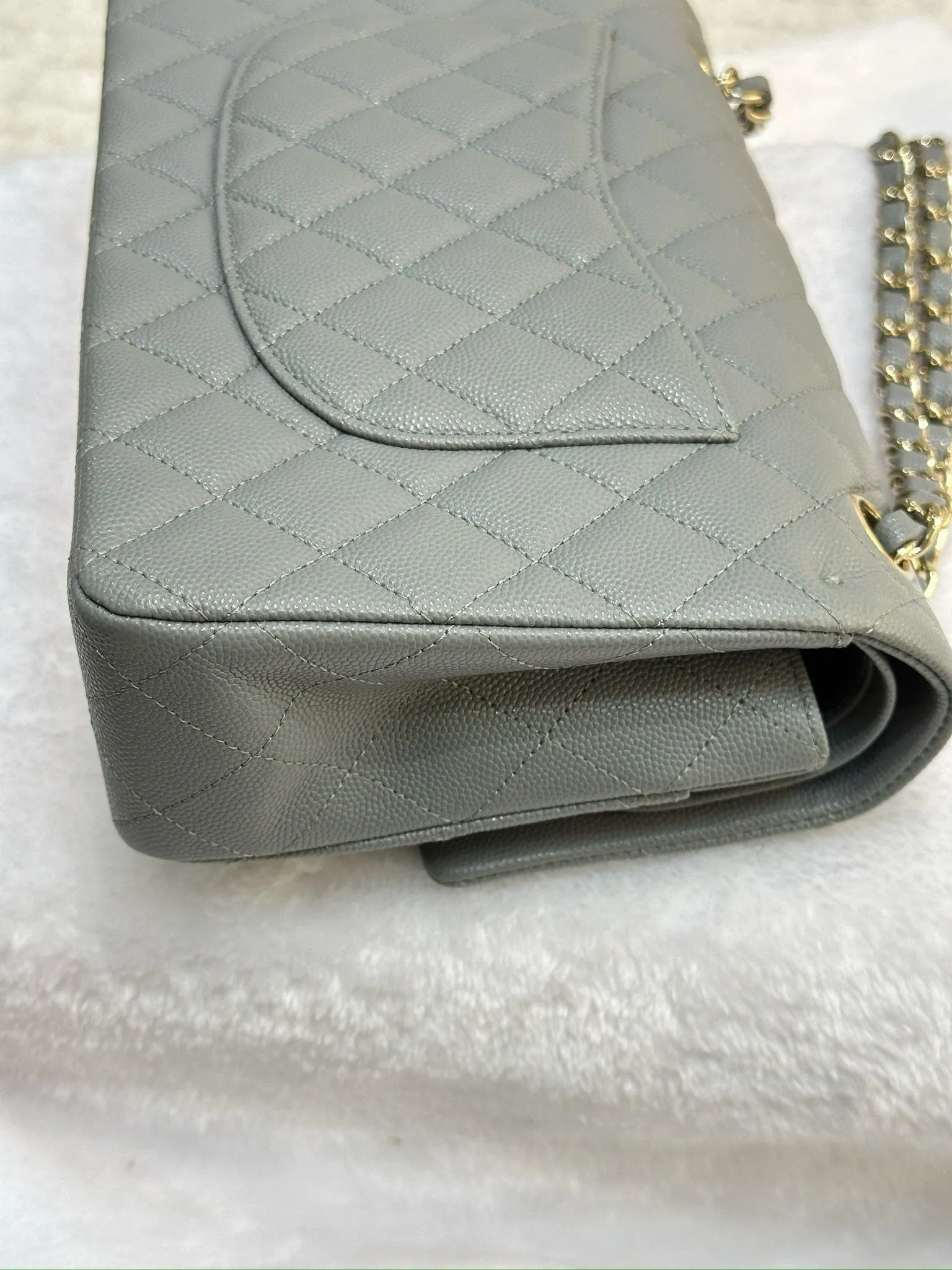 Chanel Medium Caviar Quilted Double Flap Bag Grey LGHW