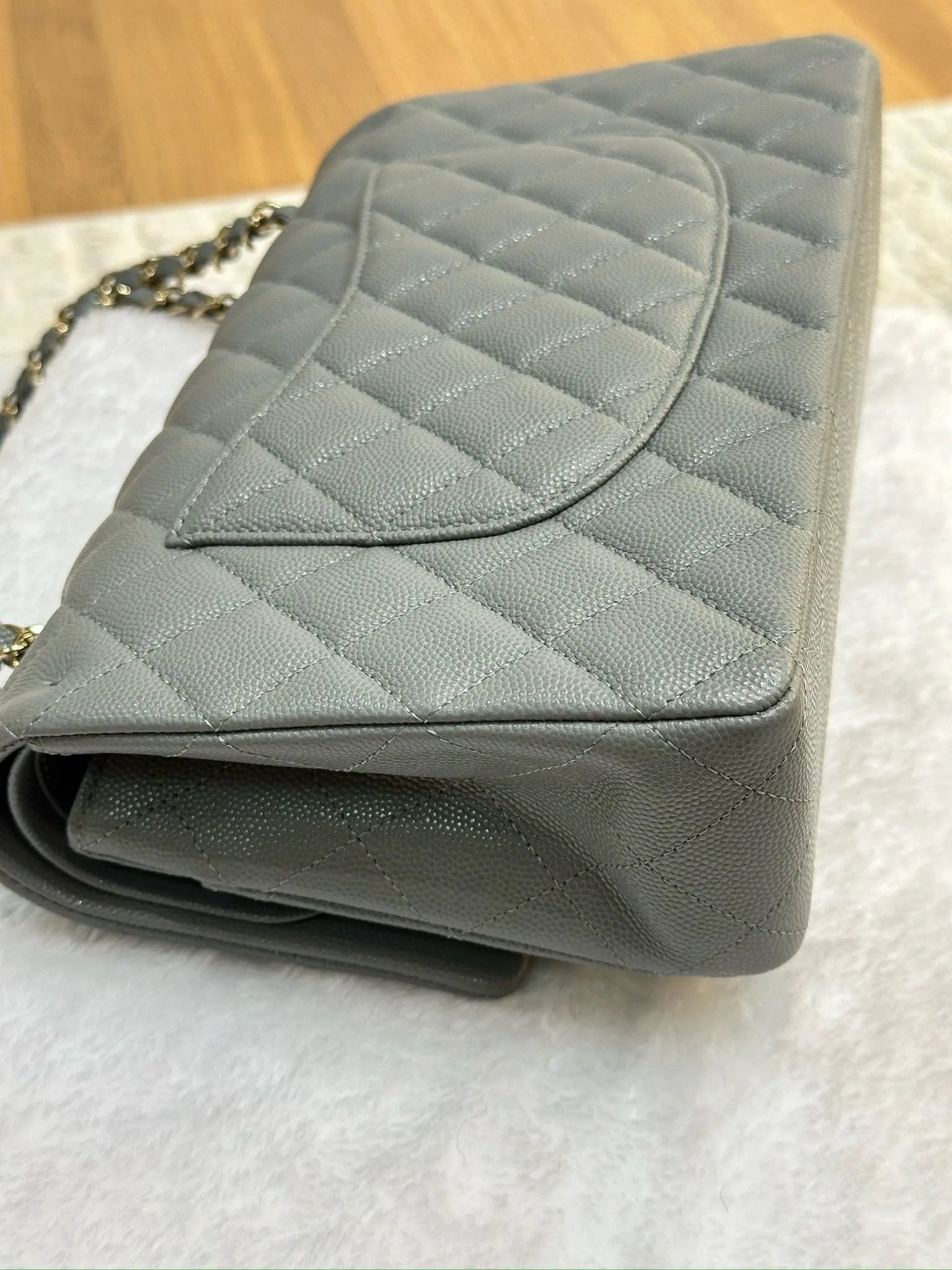 Chanel Medium Caviar Quilted Double Flap Bag Grey LGHW