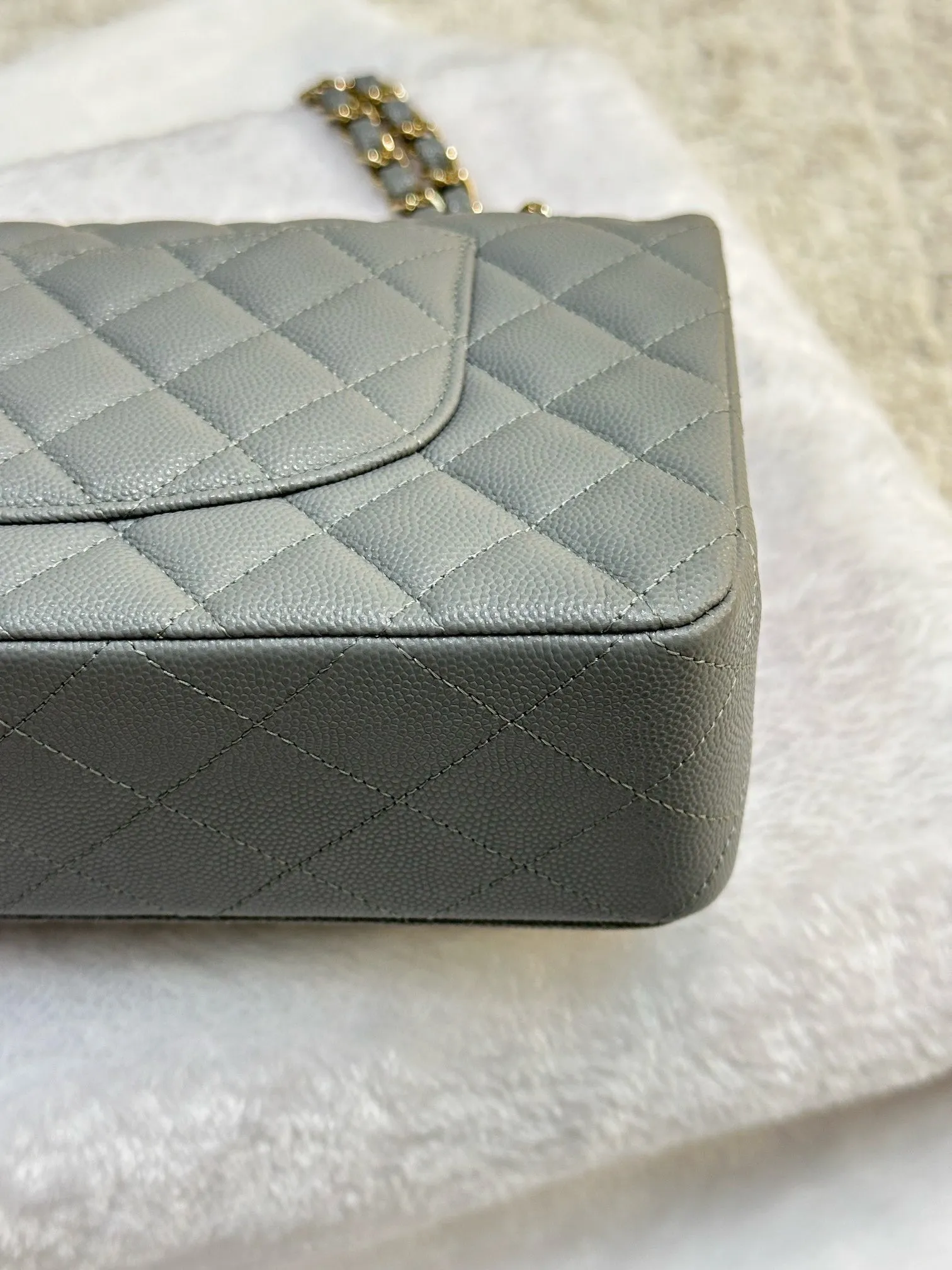Chanel Medium Caviar Quilted Double Flap Bag Grey LGHW