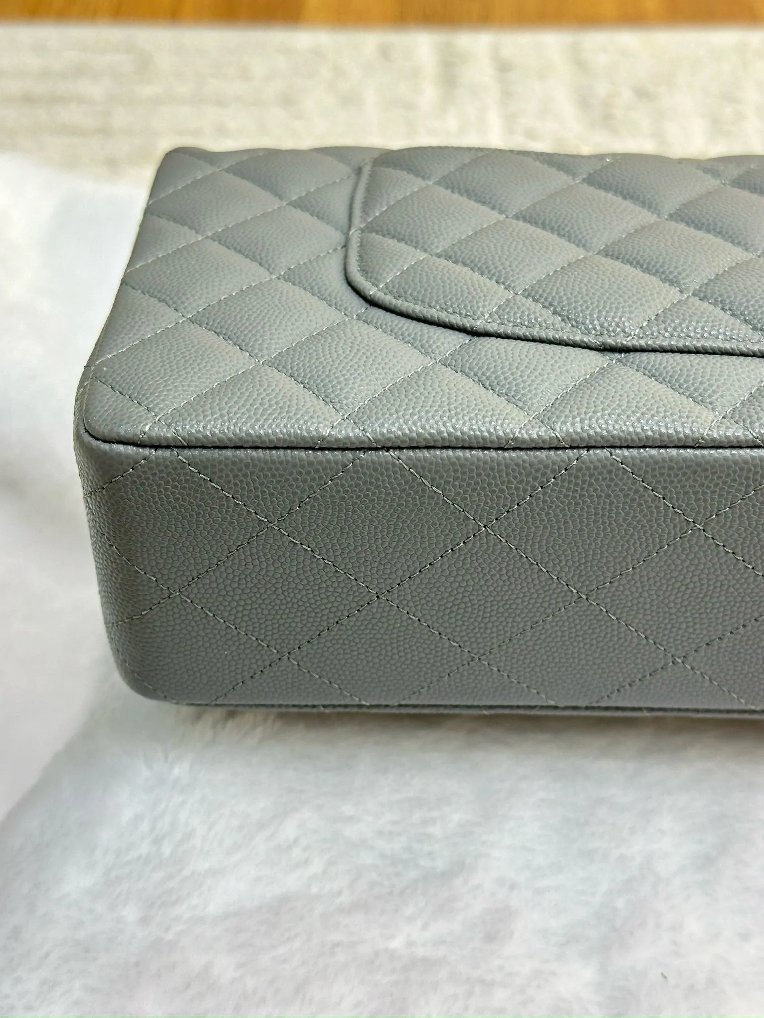 Chanel Medium Caviar Quilted Double Flap Bag Grey LGHW