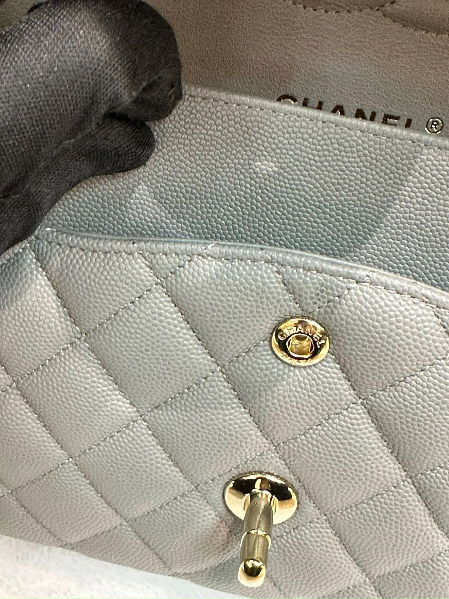 Chanel Medium Caviar Quilted Double Flap Bag Grey LGHW