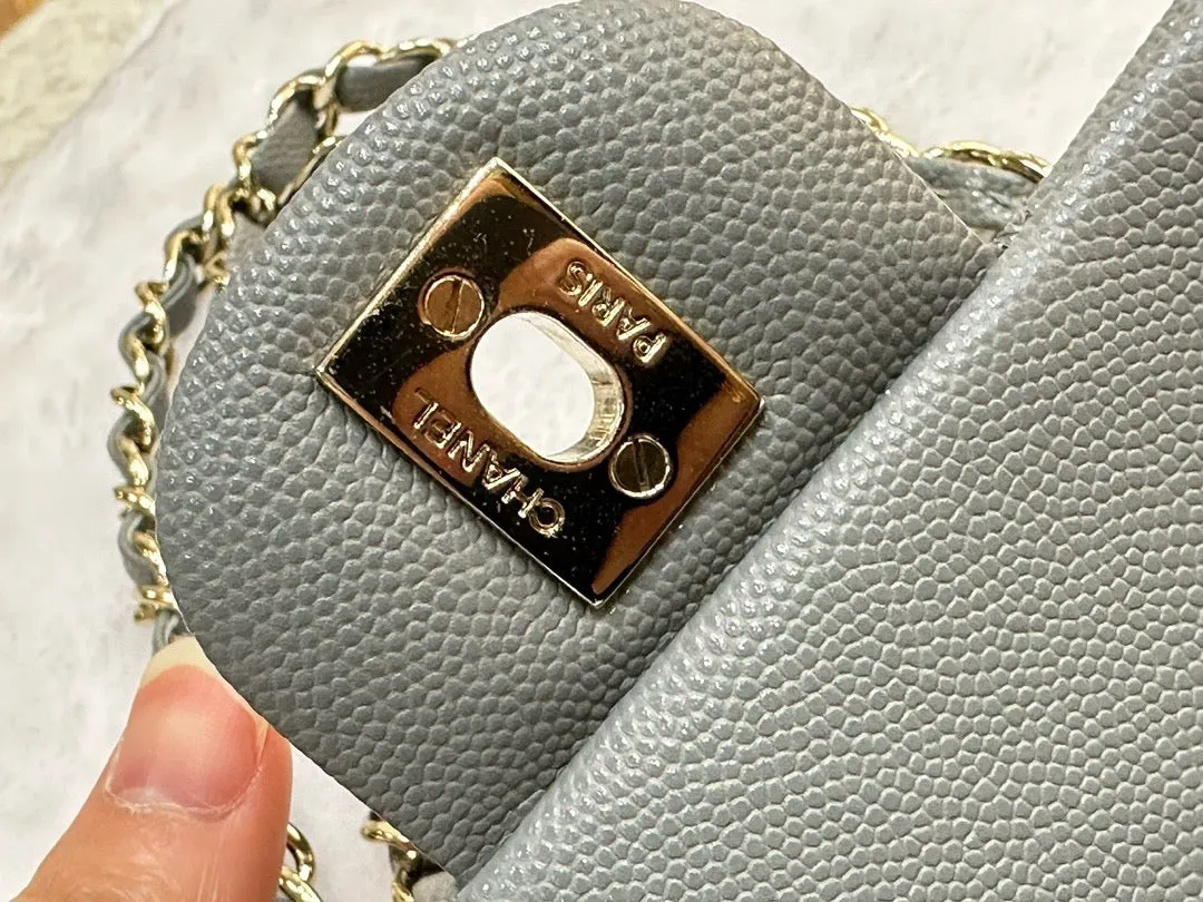 Chanel Medium Caviar Quilted Double Flap Bag Grey LGHW