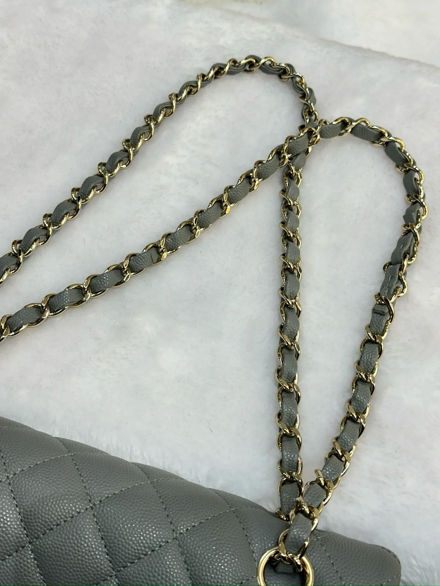 Chanel Medium Caviar Quilted Double Flap Bag Grey LGHW