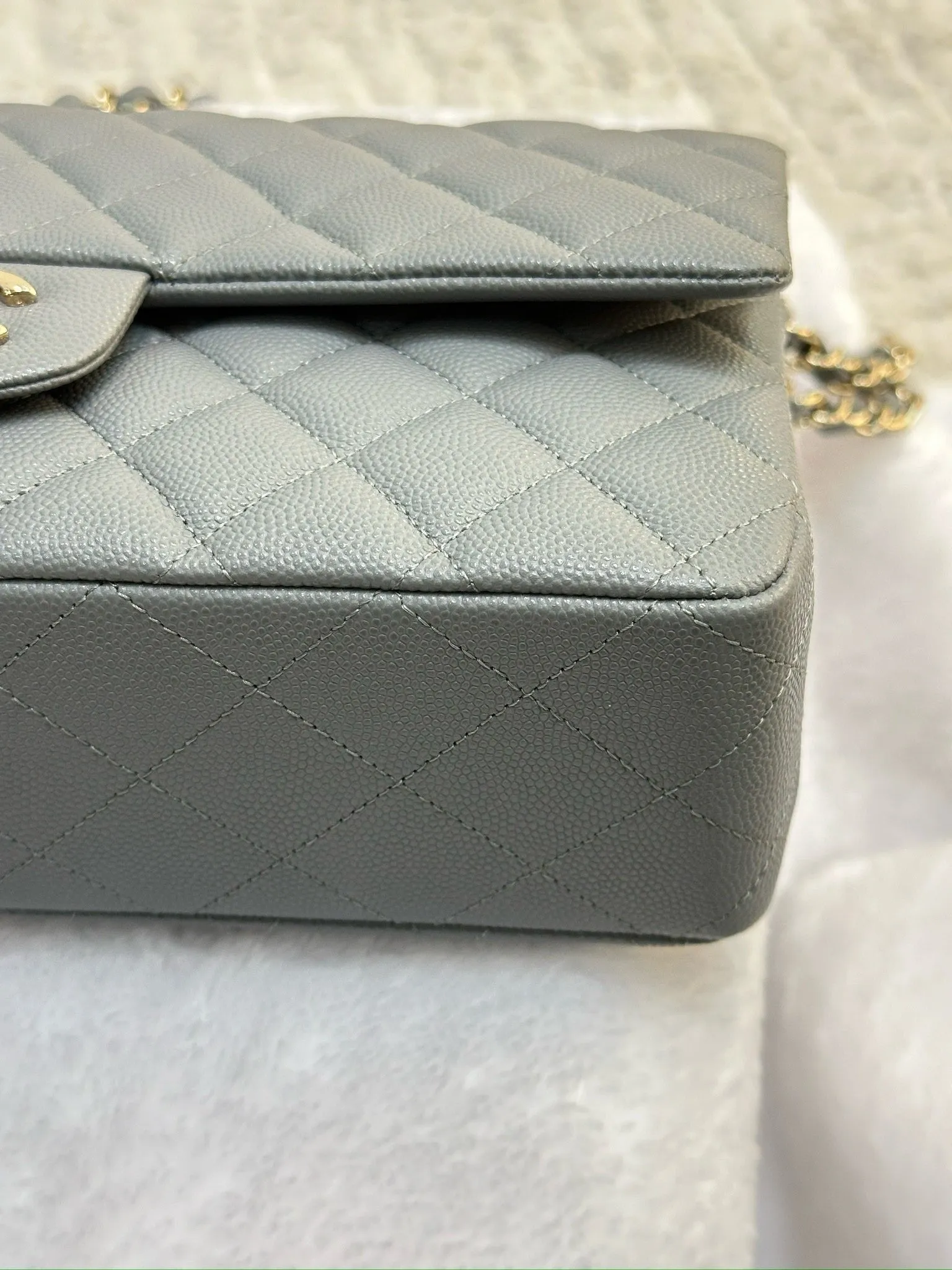 Chanel Medium Caviar Quilted Double Flap Bag Grey LGHW