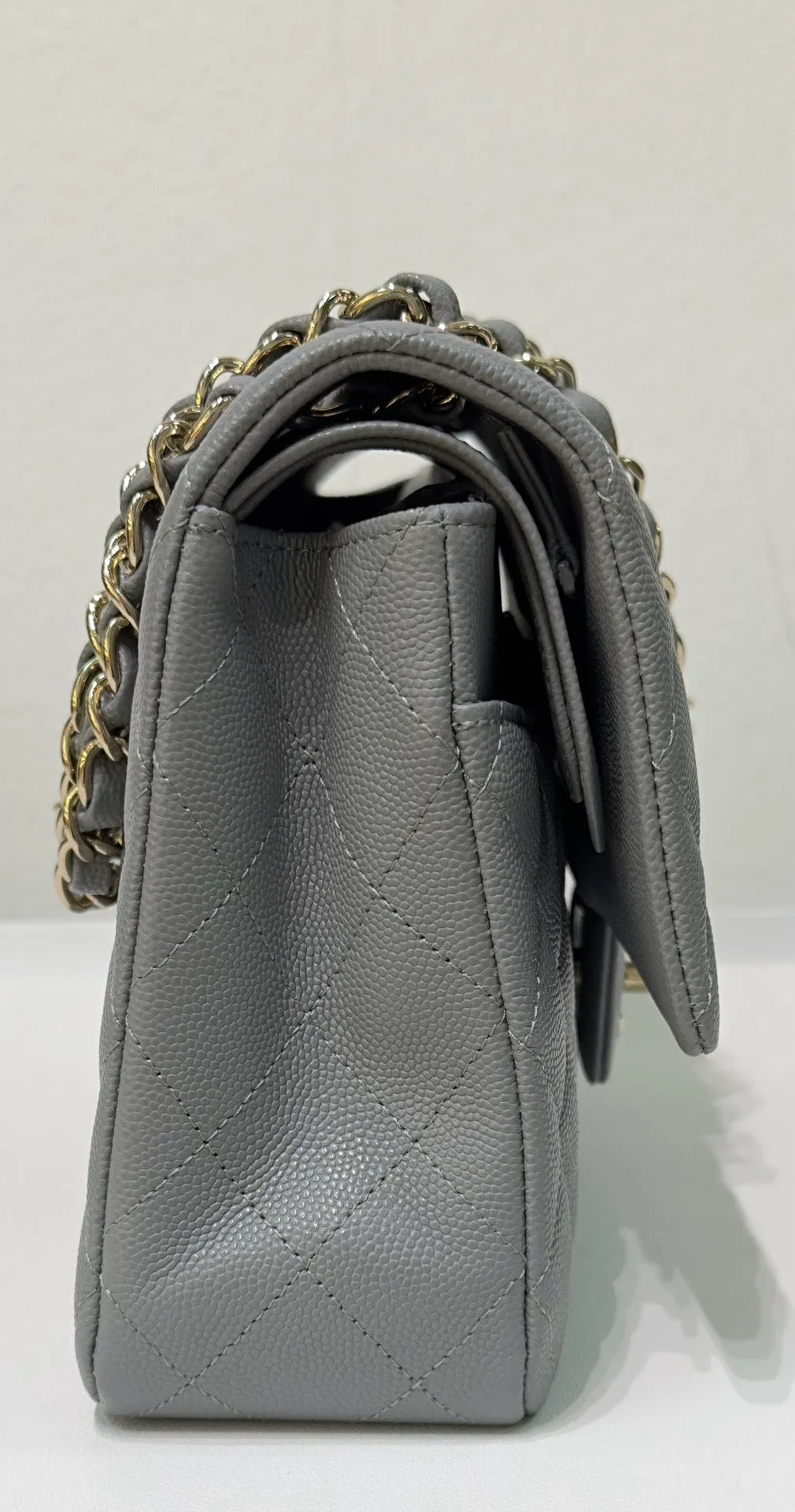 Chanel Medium Caviar Quilted Double Flap Bag Grey LGHW