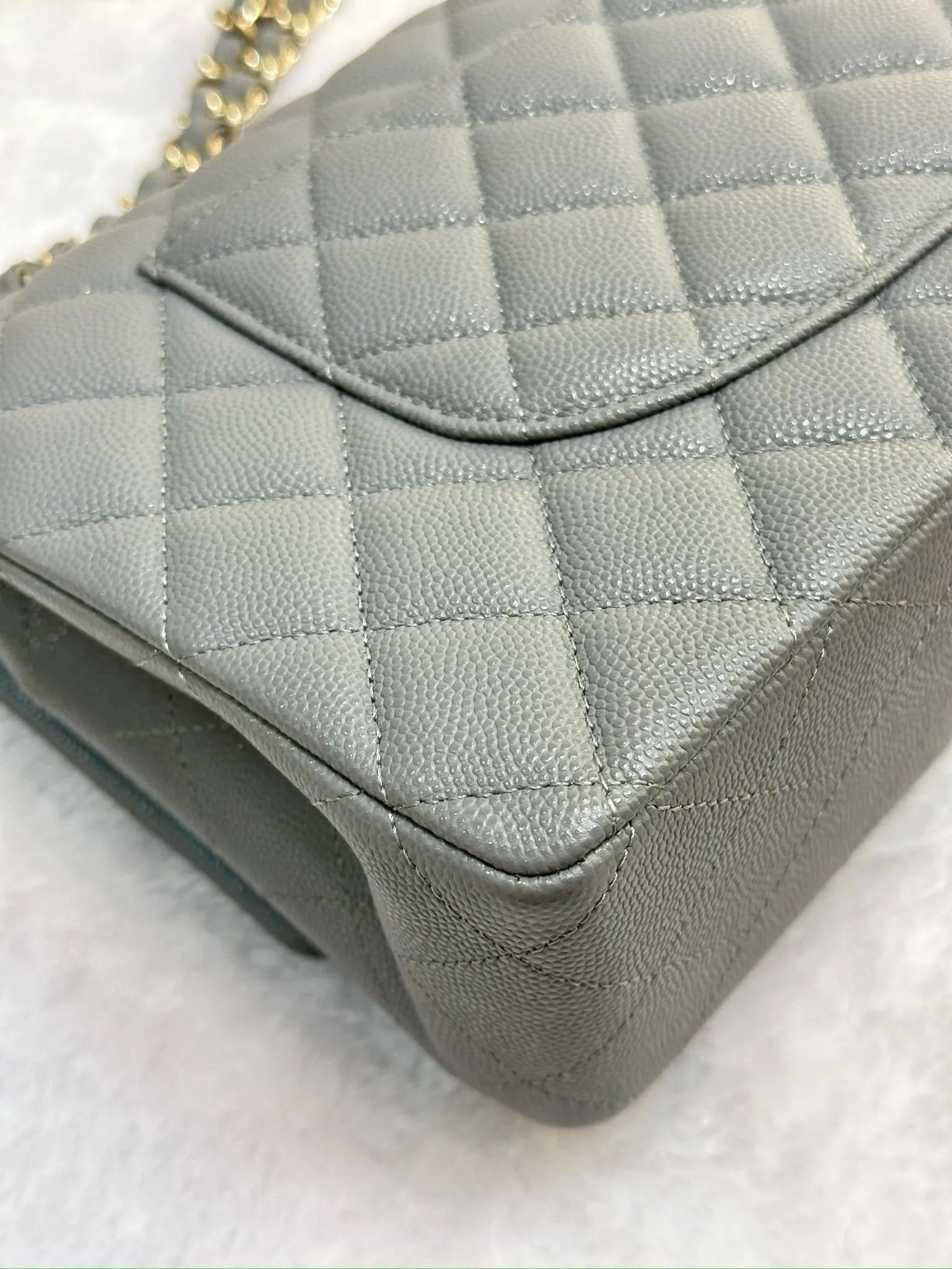 Chanel Medium Caviar Quilted Double Flap Bag Grey LGHW