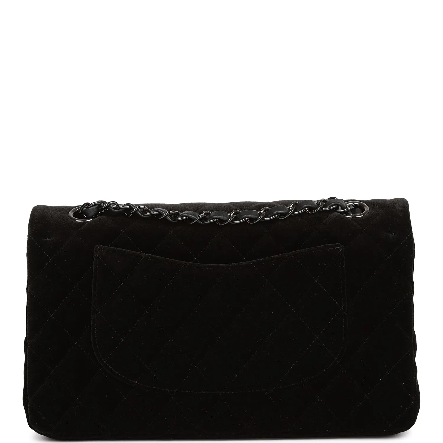 Chanel Medium Classic Double Flap Bag Black Velvet Ruthenium Hardware