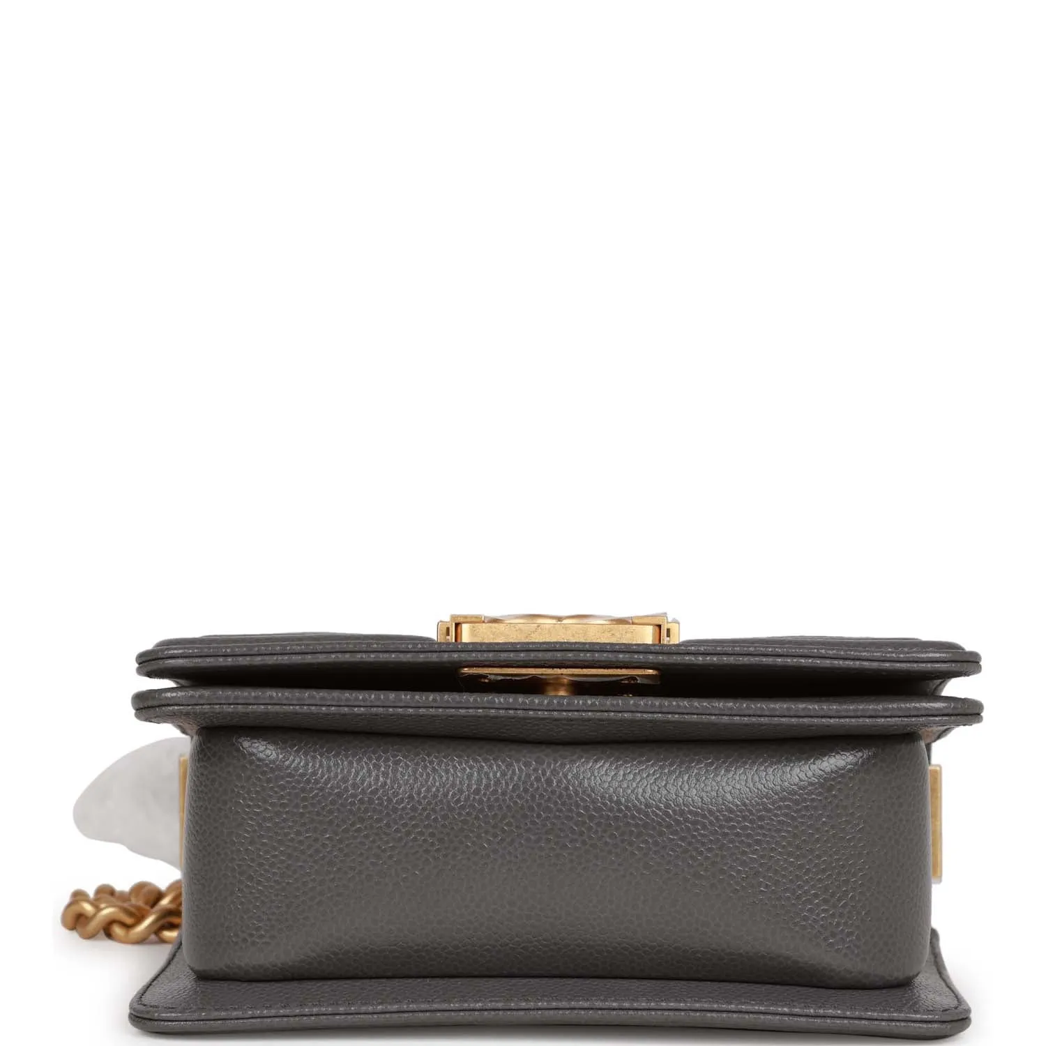 Chanel Mini Boy Bag Grey Caviar Antique Gold Hardware