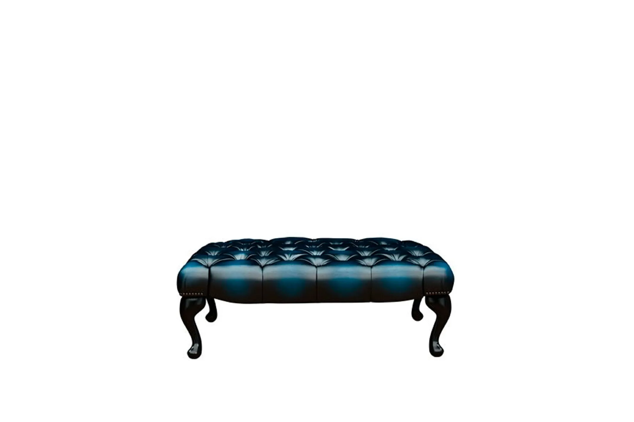 Chesterfield | Queen Anne Bench Footstool | Antique Blue