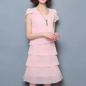 Chiffon Ruffles Elegant Ladies Party Cocktail Mini  Dress