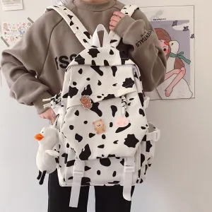 Christmas Gift New Trendy Women Backpack Cute Cow Printing School Bag for Teenage Girls Fashion Female Rucksack Waterproof Lady Travel Mochila