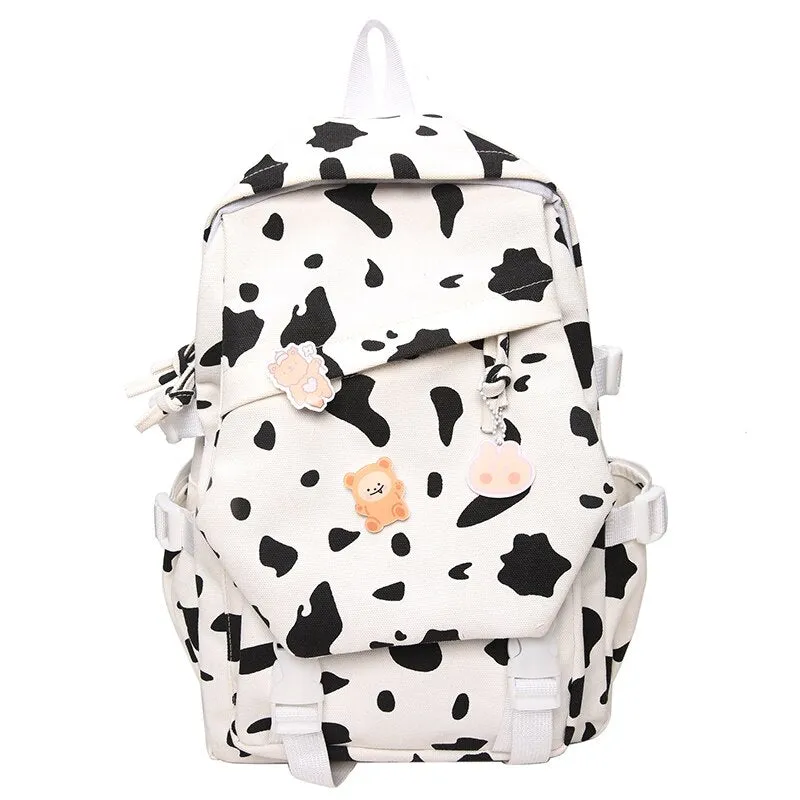 Christmas Gift New Trendy Women Backpack Cute Cow Printing School Bag for Teenage Girls Fashion Female Rucksack Waterproof Lady Travel Mochila