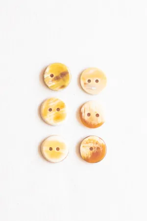 Circular Cow Horn Buttons, .625", Marbled Caramel