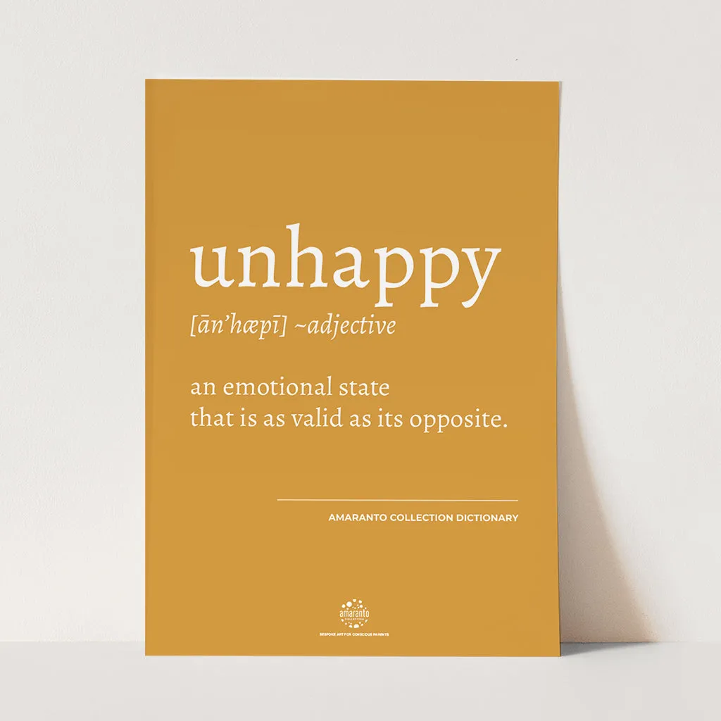Conscious Dictionary Poster - Unhappy