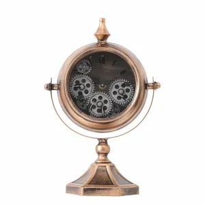 Copernico Free Standing Moving Cogs Table Clock - Rose Gold Copper