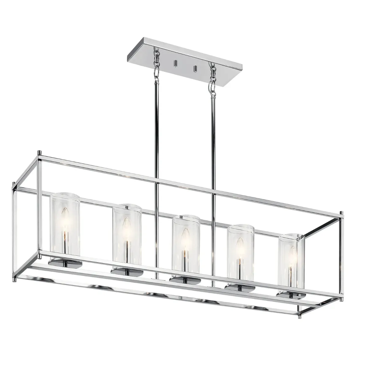 Crosby 42" 5-Light Linear Chandelier with Clear Glass, Chrome Finish