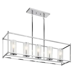 Crosby 42" 5-Light Linear Chandelier with Clear Glass, Chrome Finish