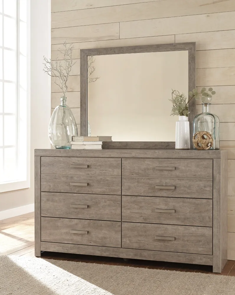Culverbach Queen/Full Panel Headboard Bed with Mirrored Dresser and 2 Nightstands